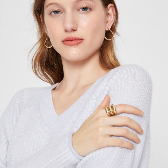 Club Monaco Cashmere Jacquard V-Neck Sweater XS - Picture 4 of 14